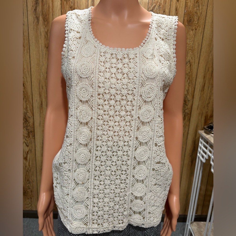 Solitaire Cream Crochet Tank Top